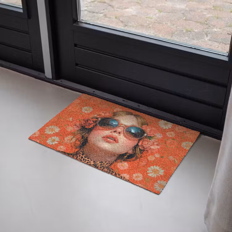 Vrouw - Kleurrijk - Dierenprint - Bloemen Deurmat klein -sfeer2