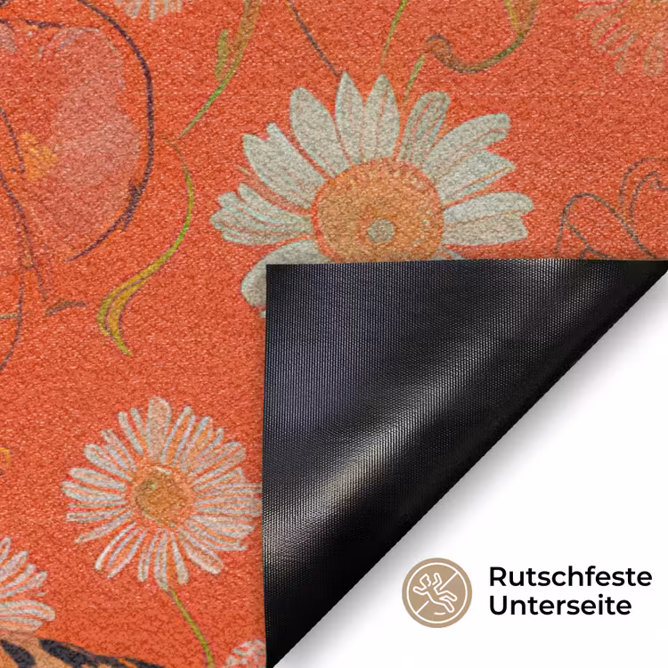Vrouw - Kleurrijk - Dierenprint - Bloemen Deurmat klein -antislip_DE