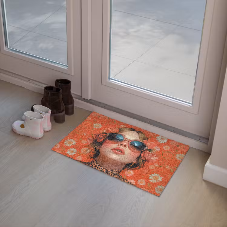 Vrouw - Kleurrijk - Dierenprint - Bloemen Deurmat klein -sfeer3