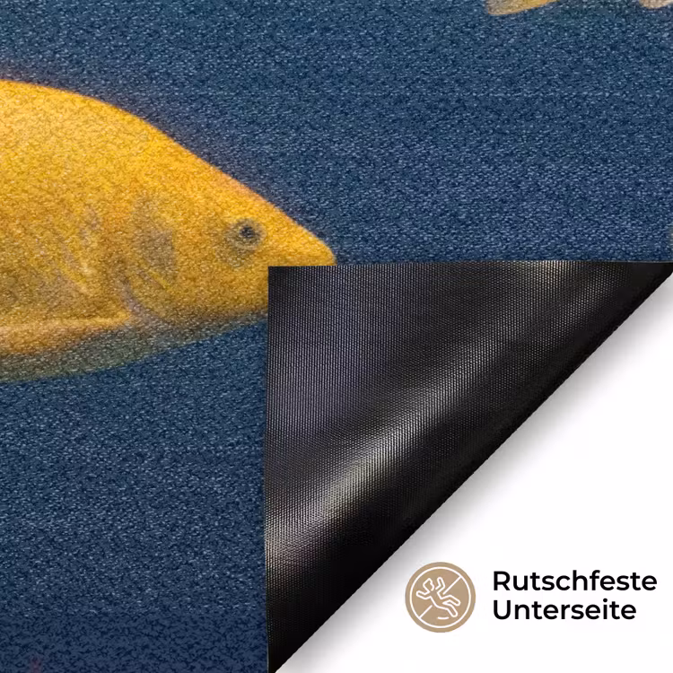 Vrouw - Vis - Water - Natuur - Geel Deurmat klein -antislip_DE