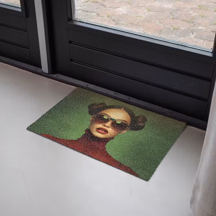 Vrouw - Groen - Bril - Aesthetic - Modern Deurmat klein -sfeer2