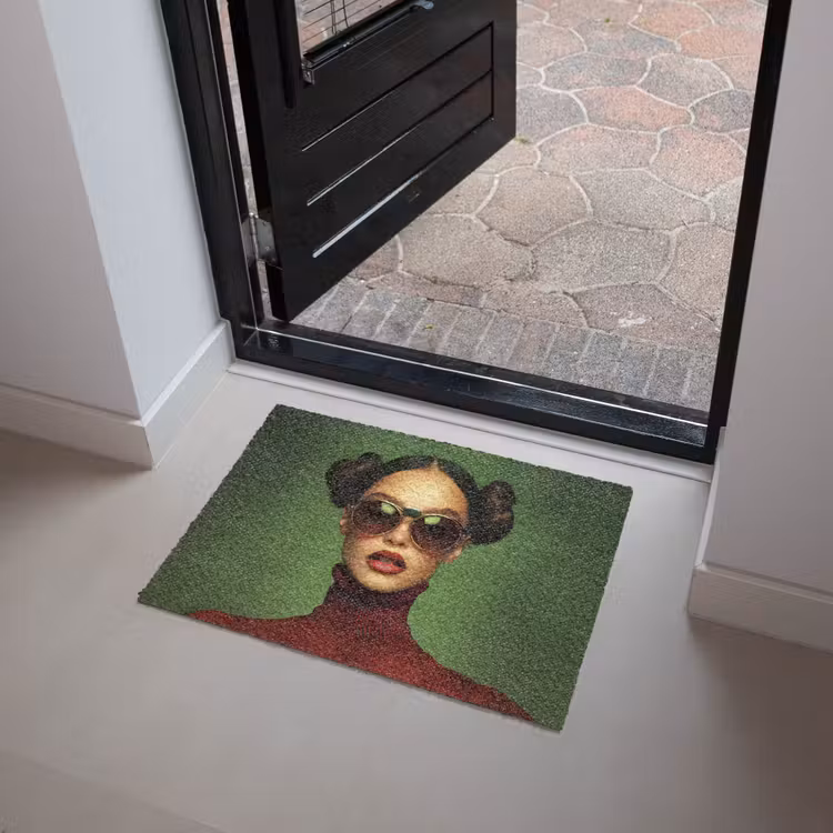 Vrouw - Groen - Bril - Aesthetic - Modern Deurmat klein -sfeer5
