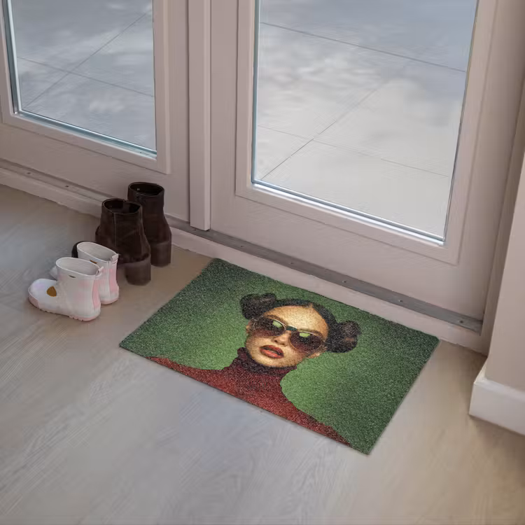 Vrouw - Groen - Bril - Aesthetic - Modern Deurmat klein -sfeer3