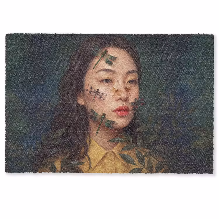 Vrouw - Insecten - Natuur - Portret - Groen Deurmat klein -zkaufland3d