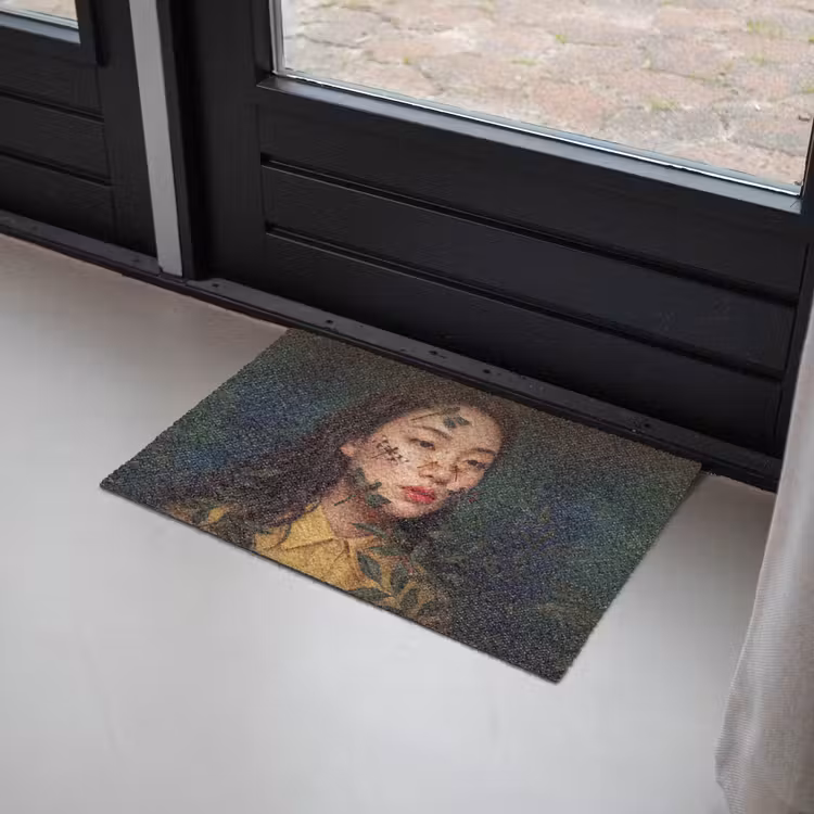 Vrouw - Insecten - Natuur - Portret - Groen Deurmat klein -sfeer2