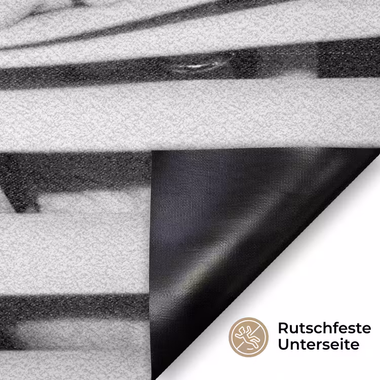 Vrouw - Jaloezieën - Portret - Zwart-wit Deurmat klein -antislip_DE