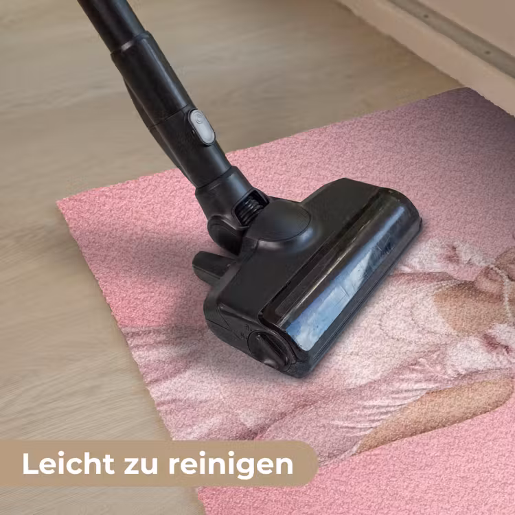 Vrouw - Roze - Parelketting - Krulspelden Deurmat klein -reinigen_DE