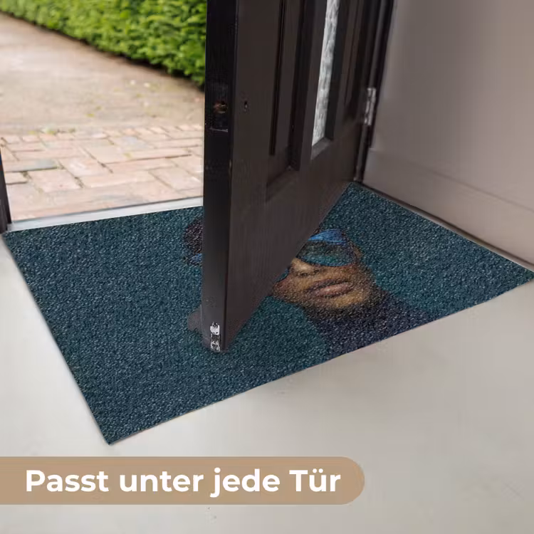 Vrouw - Vlinder - Bril - Blauw - Modern - Portret Deurmat klein -USP_DE