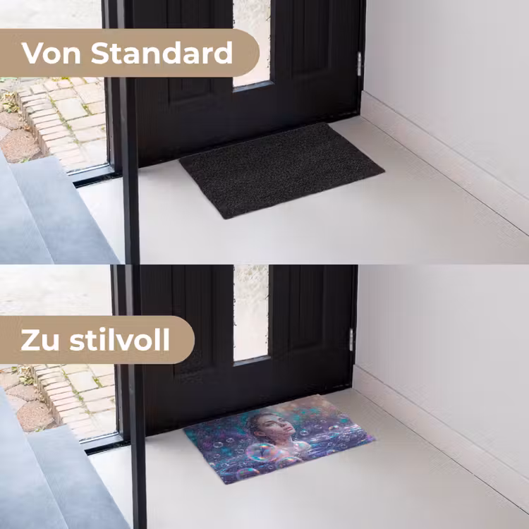 Vrouw - Water - Portret - Kleurrijk - Modern Deurmat klein -voor-na_DE