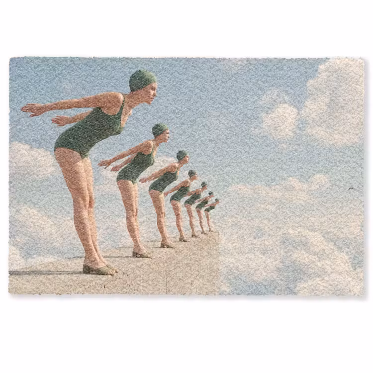 Fußmatte - Frauen – Tauchhaltung – Wolken - Vrouwen - Duikhouding - Wolken Deurmat klein