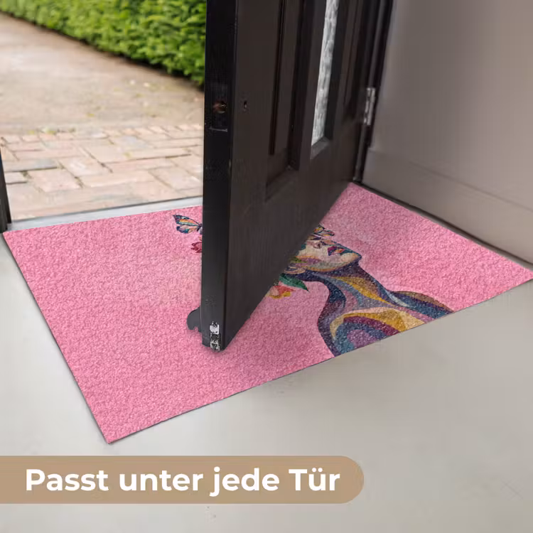 Vrouwengezicht - Vlinders - Kleurrijk Deurmat klein -USP_DE