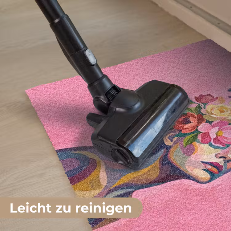 Vrouwengezicht - Vlinders - Kleurrijk Deurmat klein -reinigen_DE