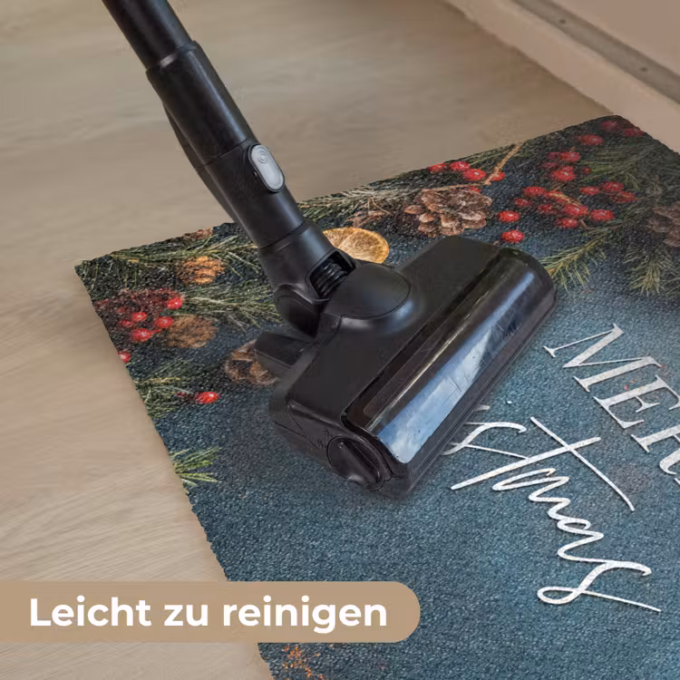 Merry Christmas - Blauw - Kerst - Winter Deurmat klein -reinigen_DE