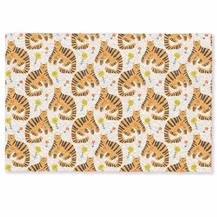 Vrolijk - Tijgerkatten - Bloemen Deurmat klein 898 -zkaufland3d