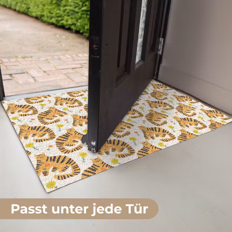 Vrolijk - Tijgerkatten - Bloemen Deurmat klein 898 -USP_DE