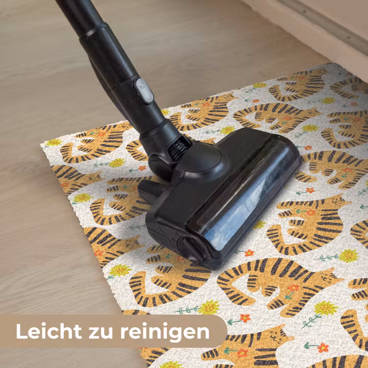 Vrolijk - Tijgerkatten - Bloemen Deurmat klein 898 -reinigen_DE