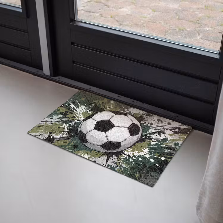 Voetbal - Verf - Spetters - Groen Deurmat klein -sfeer2