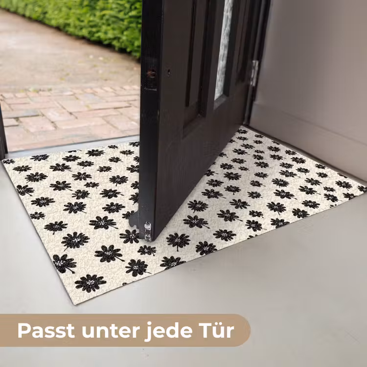 Madeliefjes - Grafisch - Zwart - Beige Deurmat klein 898 -USP_DE