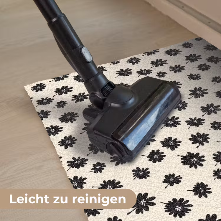 Madeliefjes - Grafisch - Zwart - Beige Deurmat klein 898 -reinigen_DE
