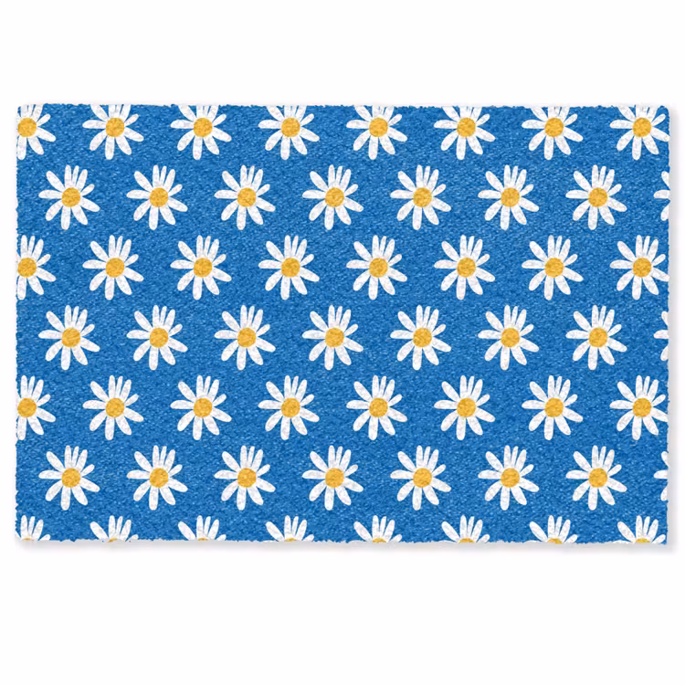 Madeliefjes - Patroon - Blauw - Bloemen Deurmat klein -zkaufland3d