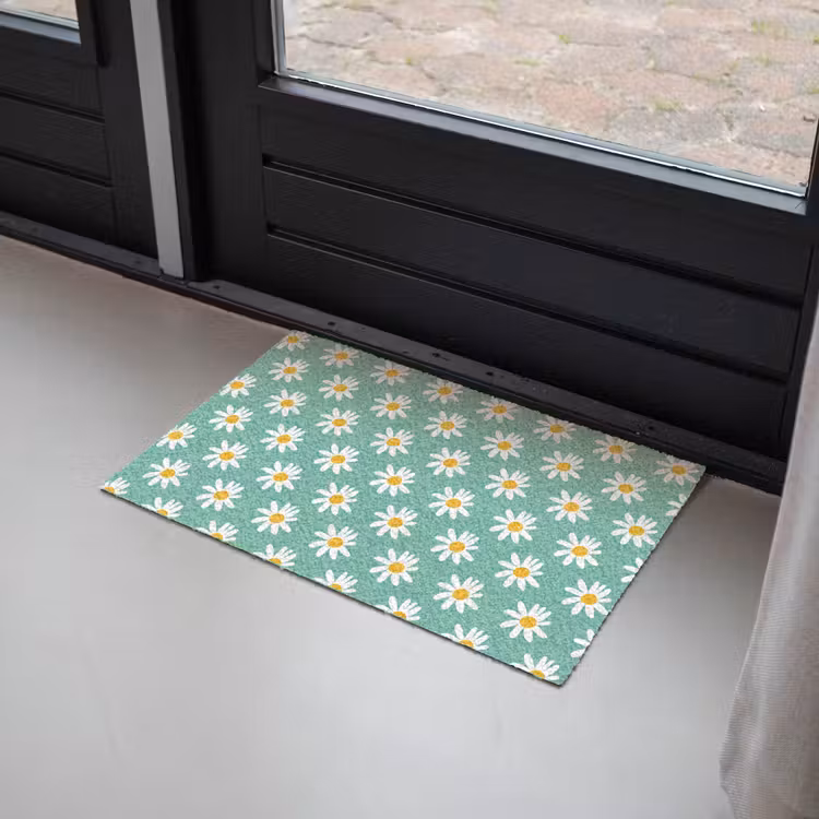 Madeliefjes - Patroon - Groen - Bloemen Deurmat klein -sfeer2