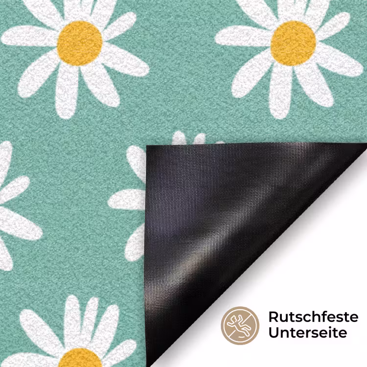 Madeliefjes - Patroon - Groen - Bloemen Deurmat klein -antislip_DE