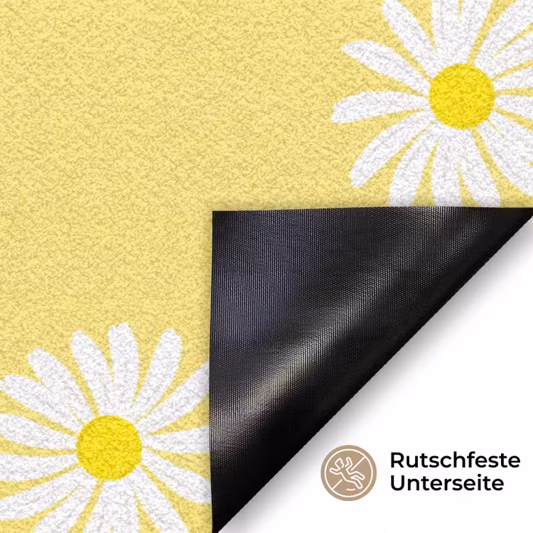 Madeliefjes - Pastel - Wit - Geel - Bloemen Deurmat klein -antislip_DE