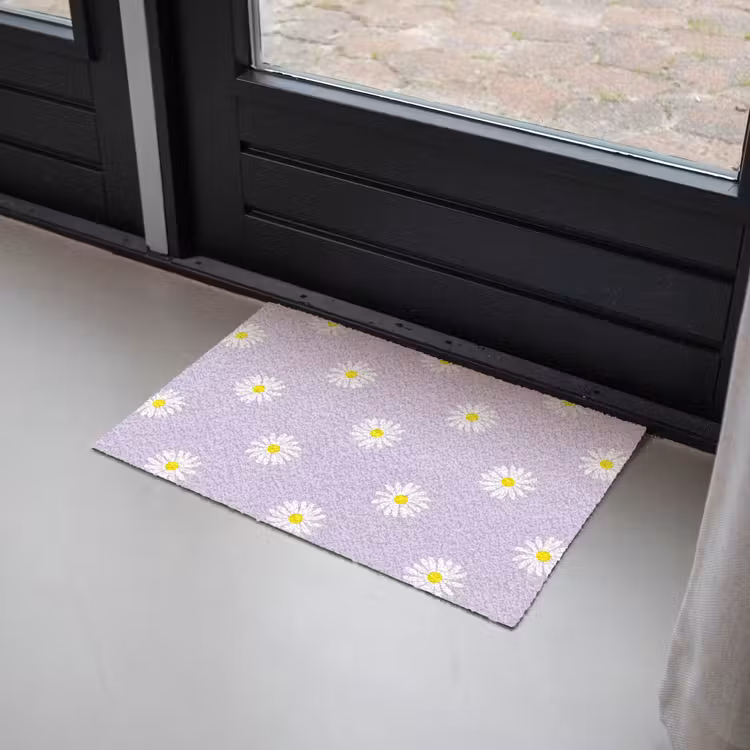 Madeliefjes - Pastel - Wit - Paars - Bloemen Deurmat klein -sfeer2