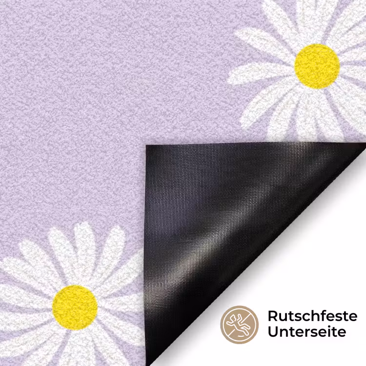 Madeliefjes - Pastel - Wit - Paars - Bloemen Deurmat klein -antislip_DE