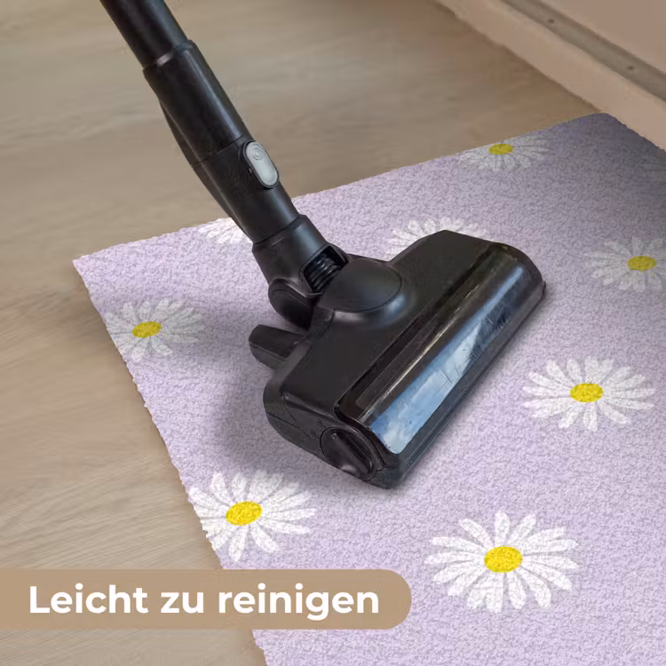 Madeliefjes - Pastel - Wit - Paars - Bloemen Deurmat klein -reinigen_DE