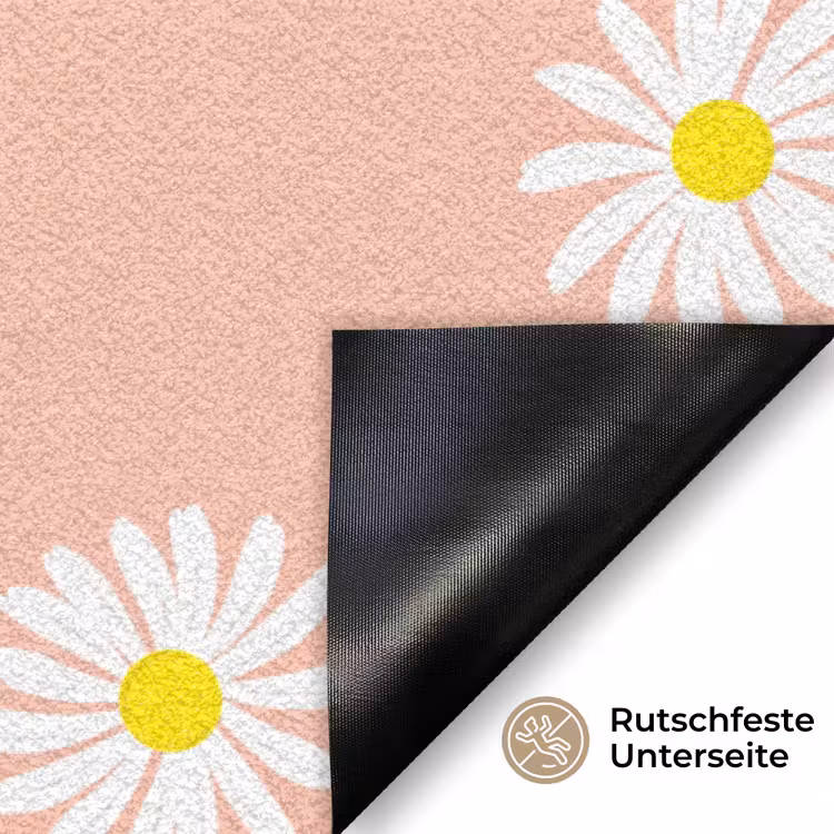 Madeliefjes - Pastel - Wit - Roze - Bloemen print Deurmat klein -antislip_DE
