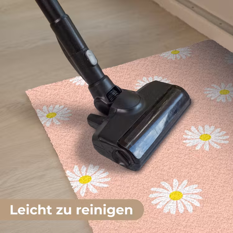 Madeliefjes - Pastel - Wit - Roze - Bloemen print Deurmat klein -reinigen_DE