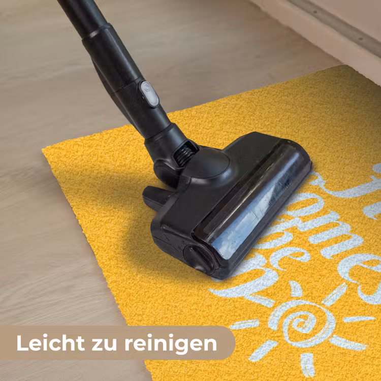 Geel - Blauw - Here comes the sun Deurmat klein -reinigen_DE