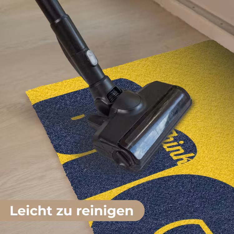 Geel - Think big - Grafisch Deurmat klein -reinigen_DE