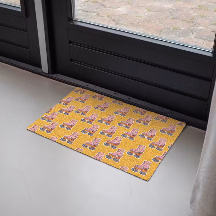 Geel - Rolschaatsen - Patroon Deurmat klein 898 -sfeer2