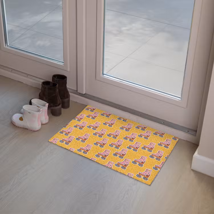 Geel - Rolschaatsen - Patroon Deurmat klein 898 -sfeer3