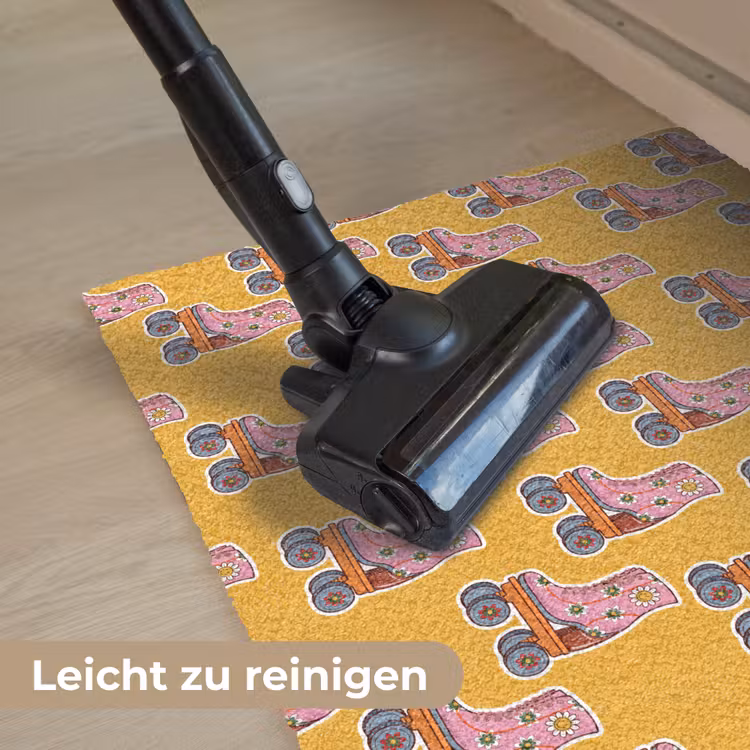 Geel - Rolschaatsen - Patroon Deurmat klein 898 -reinigen_DE