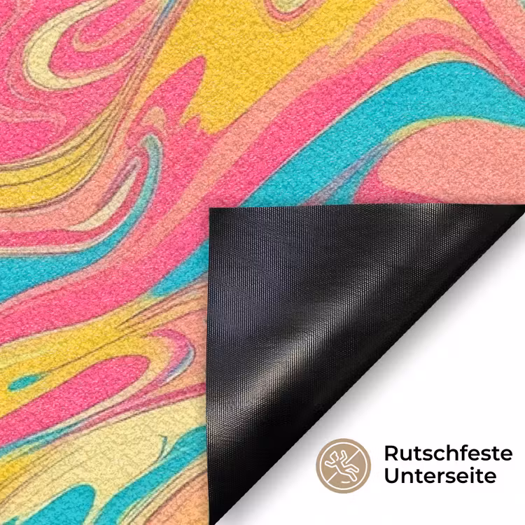 Geel - Roze - Blauw - Retro Deurmat klein -antislip_DE