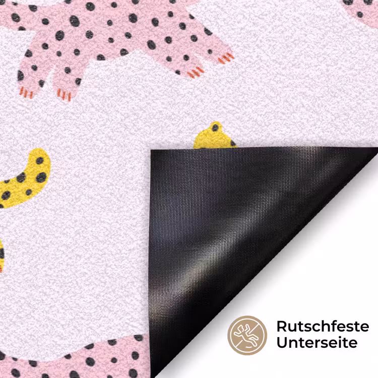 Geel - Roze - Katten - Wit Deurmat klein 898 -antislip_DE