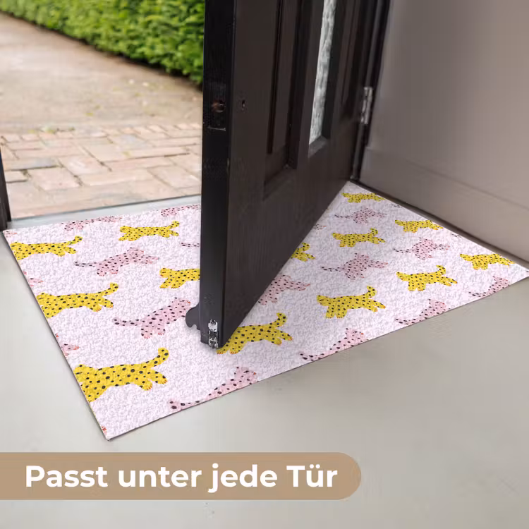 Geel - Roze - Katten - Wit Deurmat klein 898 -USP_DE