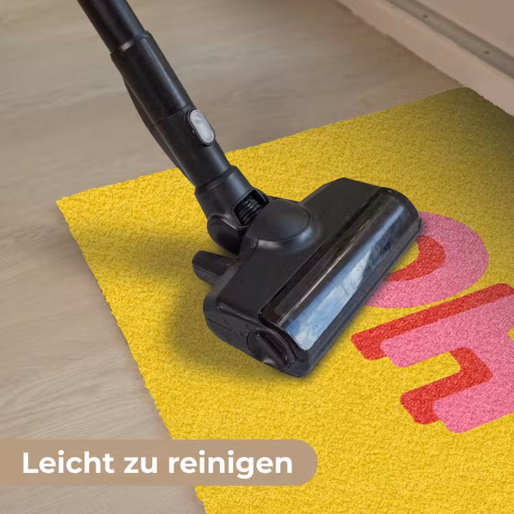 Geel - Roze - Oh - 3D Deurmat klein -reinigen_DE