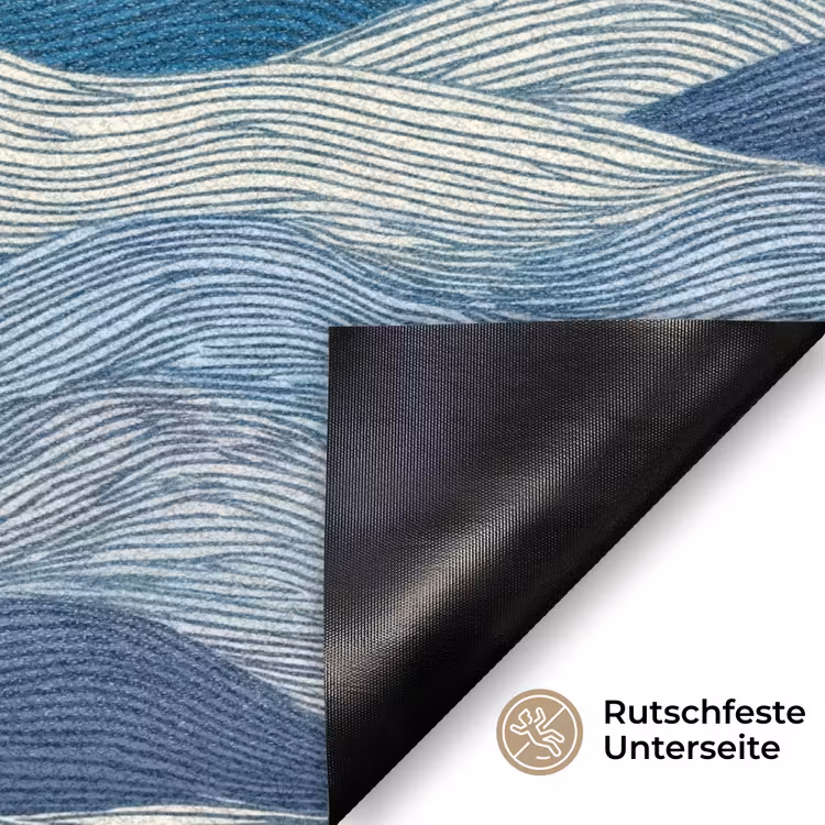 Getekend - Blauw - Wit - Golvend - Streepjes Deurmat klein 898 -antislip_DE