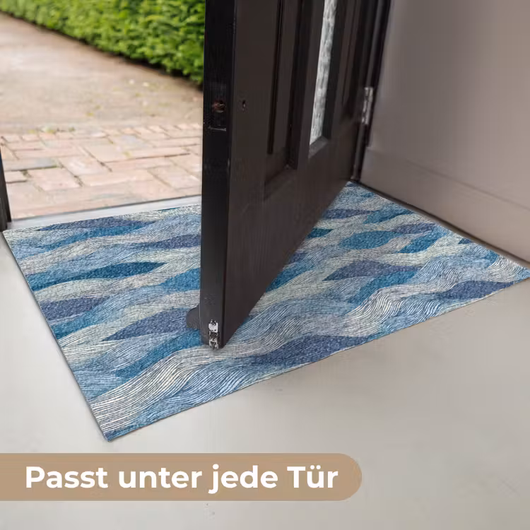 Getekend - Blauw - Wit - Golvend - Streepjes Deurmat klein 898 -USP_DE