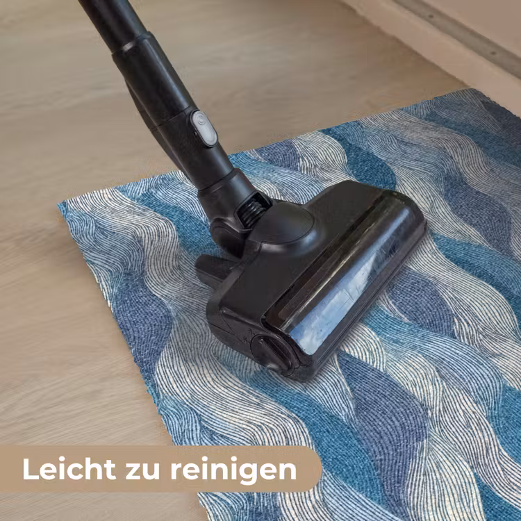 Getekend - Blauw - Wit - Golvend - Streepjes Deurmat klein 898 -reinigen_DE
