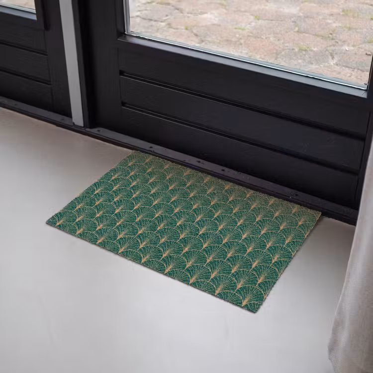 Patroon - Groen - Goud - Symmetrisch Deurmat klein 898 -sfeer2