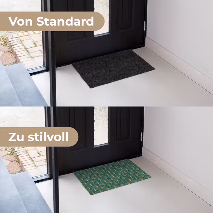 Patroon - Groen - Goud - Symmetrisch Deurmat klein 898 -voor-na_DE