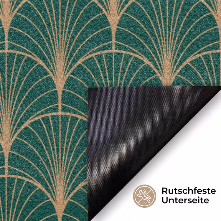 Patroon - Groen - Goud - Symmetrisch Deurmat klein 898 -antislip_DE