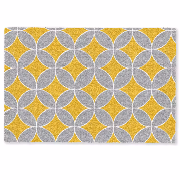 Geometrisch - Cirkels - Textuur - Grijs - Geel Deurmat klein 898 -zkaufland3d
