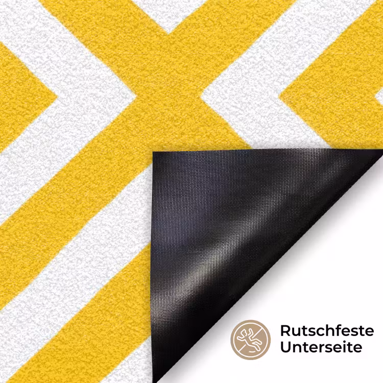 Geometrisch - Lijnen - Modern - Geel - Wit Deurmat klein 898 -antislip_DE