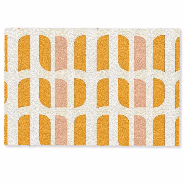 Geometrisch - Patroon - Geel - Roze Deurmat klein 898 -zkaufland3d